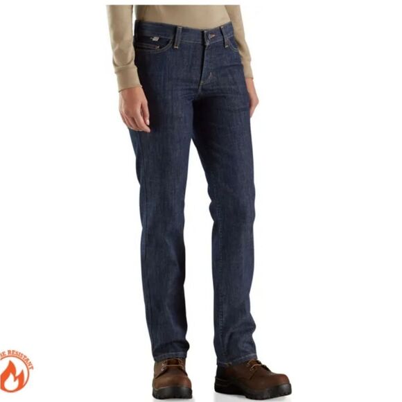 CARHARTT Flame Resistant Jeans FR Women's Dark Rugged Jeans Size 8 Tall - Picture 14 of 14